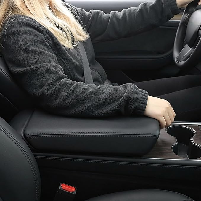 Center Console Armrest Cover for Tesla Model X/S 2026 2025 2024 2023 2022 2021, Non-Slip Armrest Cushion Pad Arm Rest Protector Covers, TPE Waterproof Interior Accessories for Tesla, Black