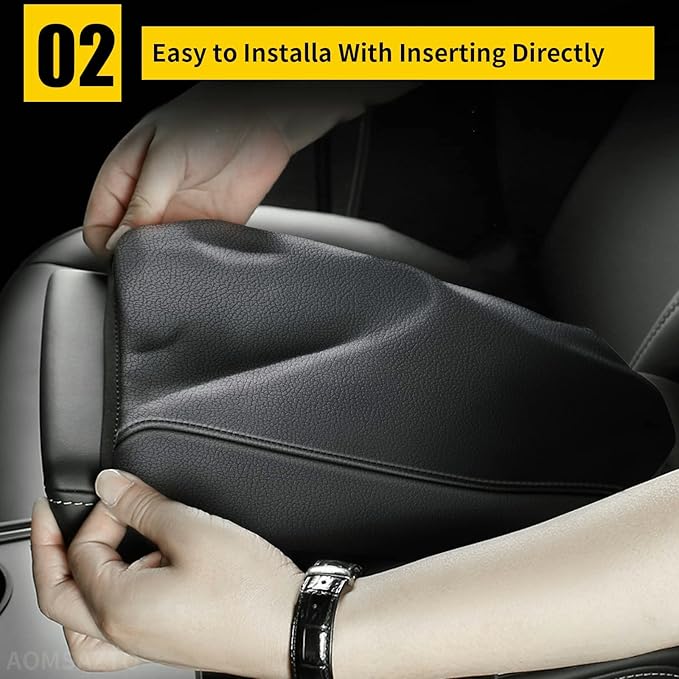 AOMSAZTO Armrest Cover for 2015-2024 Jeep Renegade Middle Console Covers for Jeep Renegade Leather Black