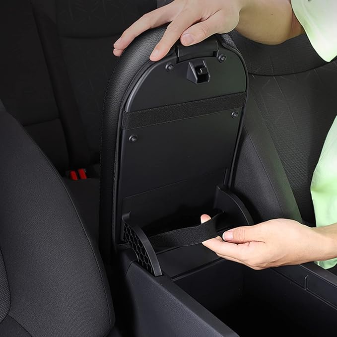 AOMSAZTO Console Covers for 2019 2020 2021 2022 2023 2024 2025 Toyota RAV4 Armrest Covers for Toyota RAV 4 Black with Black Stiches