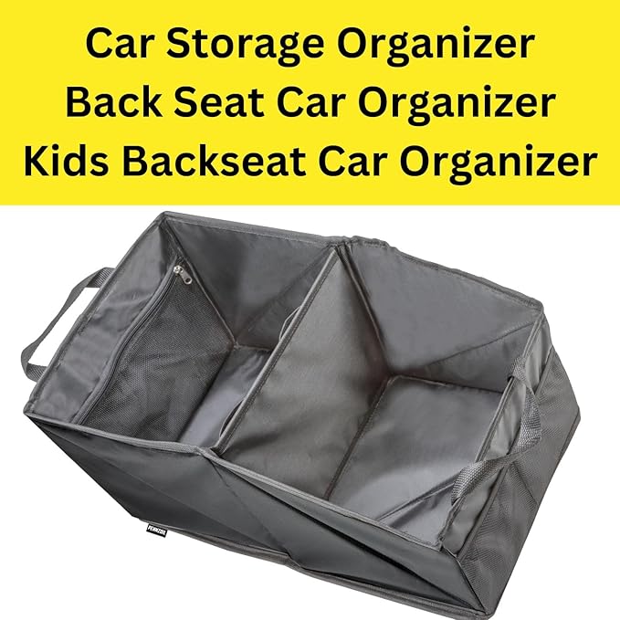 Pennzoil Back Seat Car Organizer Trunk Organizer For Car Accessories for Women and Men - Accessories For Your Car, SUV, Minivans - Bins And Storage Pockets For Grocery Shoppers, Parents & Pet Owners