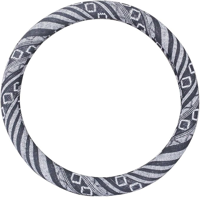 Small Ethnic Style Coarse Flax Cloth Automotive Steering Wheel Cover Anti Slip and Sweat Absorption Auto Car Wrap Cover (14''-14.25, G)