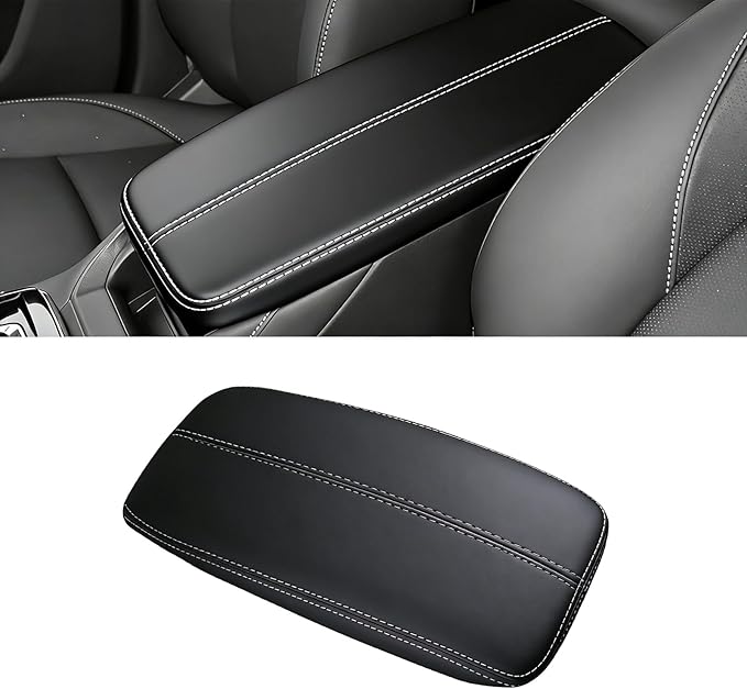 Center Console Armrest Cover for Mazda CX30 2020 2021 2022 2023 2024 2025 2026, Center Console Cover, Car Arm Rest Covering Anti-Scratch Arm Rest Cushion Pad,Black+White line
