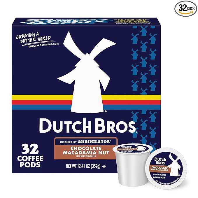 Dutch Bros Chocolate Macadamia Nut Flavored Coffee inspired by Annihilator®, 32 Count, Medium Roast, Single Serve Coffee Pods for Keurig K-Cup Brewers