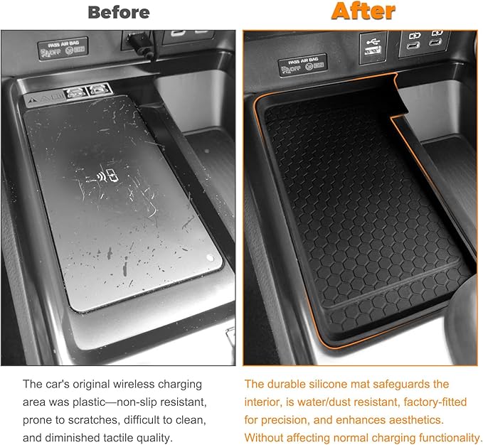 Center Console Wireless Charging Non Slip Mat For 2026 2025 Toyota Camry Accessories Anti-Slip Wireless Charger Protective Pad Phone Charge Area Charging Protection Heat Insulating Silicone Material