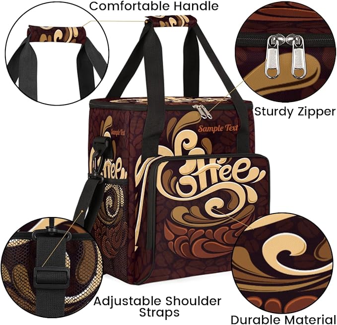 Funny Coffee Coffee Maker Carring Bag Coffee Cafe Travel Carrying Storage Tote Bag Compatible with Keurig K-Mini or K-Mini Plus Portable Single Serve Coffee Brewer Case with Pockets for K-cup Pods