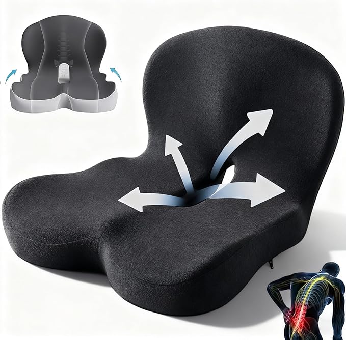 Orthopedic Cushion, 2026 New Orthopedic Cushion for Sciatica, Ergonomic Back Support & Sciatica Relief for Long Drives (Black)