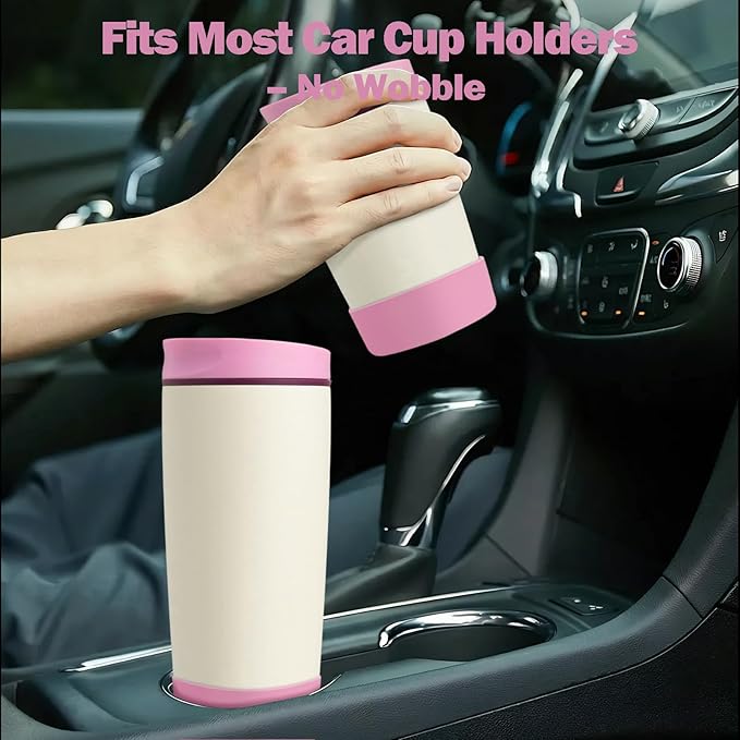 2pcs Silicone Boot for Owala SmoothSip Slider Coffee Tumbler 20oz 12oz, Anti-Slip Sleeve for Travel Coffee Mug, Protective Accessories for Owala BPA Free (Daybreak Pink)