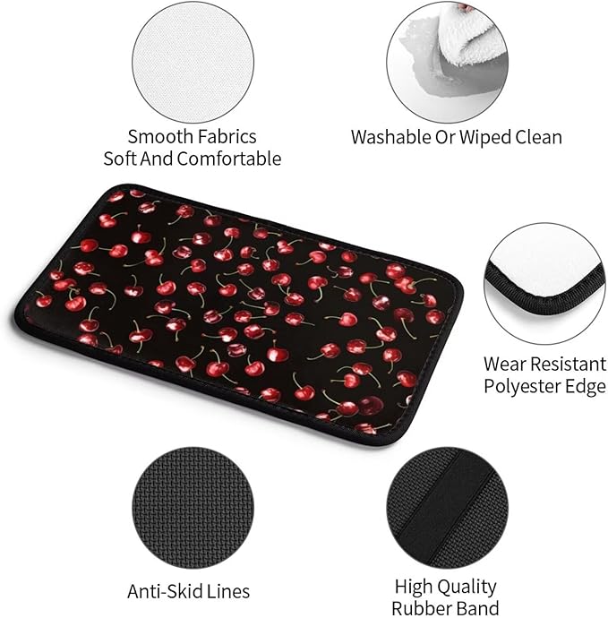 Cute Cherry Pattern Car Center Console Cover Red Fruit Car Armrest Cover Arm Rest Cover Universal Car Arm Rest Cover Black Car Interior Accessories Protector for Most Vehicle SUV Truck Vans