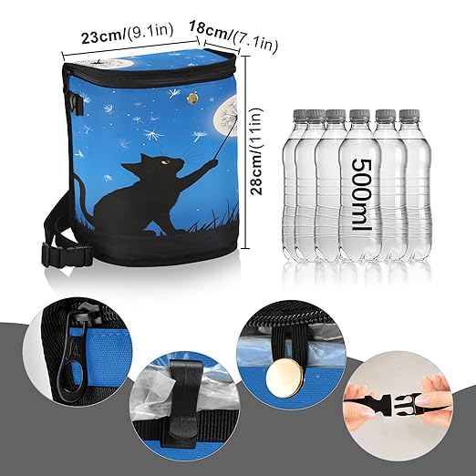 MNSRUU Car Trash Can with Lid, Black Cat Car Trash Bag Hanging Organizers and Storage for Front Back Seat, Leak-Proof Trash Bin