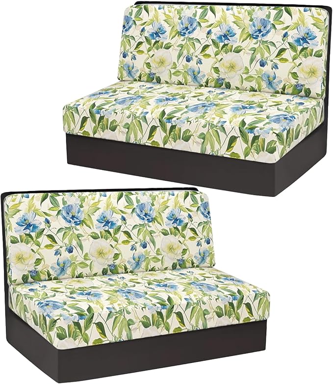 Stretch Rv Dinette Cushion Covers,2 Seat Rv Seat Covers with 1 Backrest & 1 Bench Covers,RV Cushion Couch Covers Dinette Both Seats for RV Camper (Green, 2 Backrest & 2 Bench Covers)
