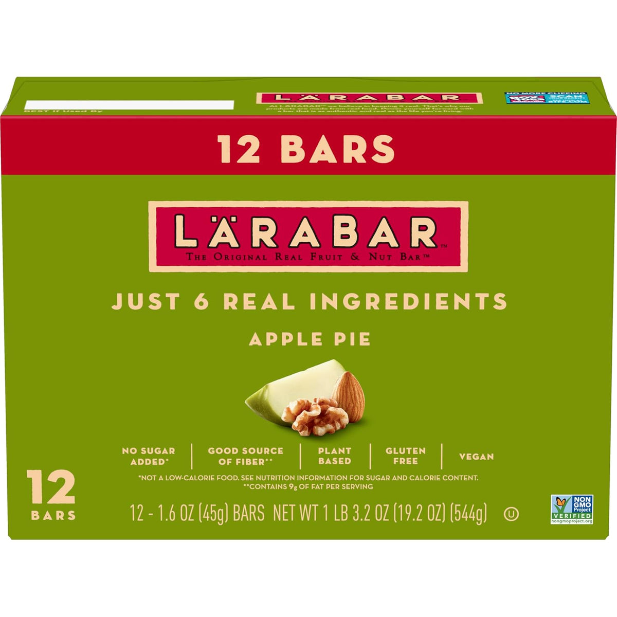 Larabar Apple Pie, Fruit and Nut Bars, Gluten Free and Vegan, 12 Ct, 19.2 oz
