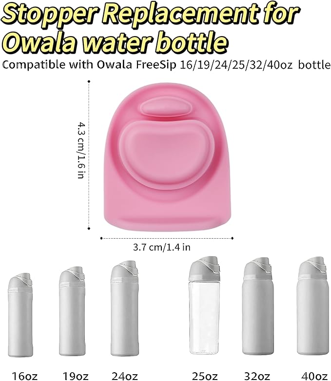 Joshey 4 Pack Rubber Seal Replacement Stopper, Compatible with Owala Freesip 24 oz 32 oz Bottle Spout Lid-Silicone Gasket Replacement Parts (Pink)