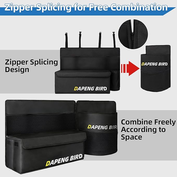 Deluxe Car Trunk Organizer For SUV, Backseat Hanging Large Storage With Collapsible And Multiple Pockets For Storage Car Trunk Storage Box Sturdy Space Saver Frees Trunk -Internal waterproofing