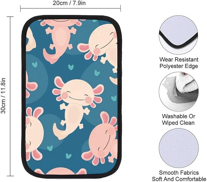 Axolotlkawaii Car Center Console Cushion Pad,Waterproof Armrest Seat Box Cover Protector,Comfortable Car Decor Accessories Fit for Most Cars, Vehicles, SUVs