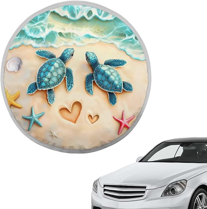 Starfish Steering Wheel Sun Shade Cover Turtle Universal Steering Wheel Cover Sunblock Cover Keep Your Car for Birthday