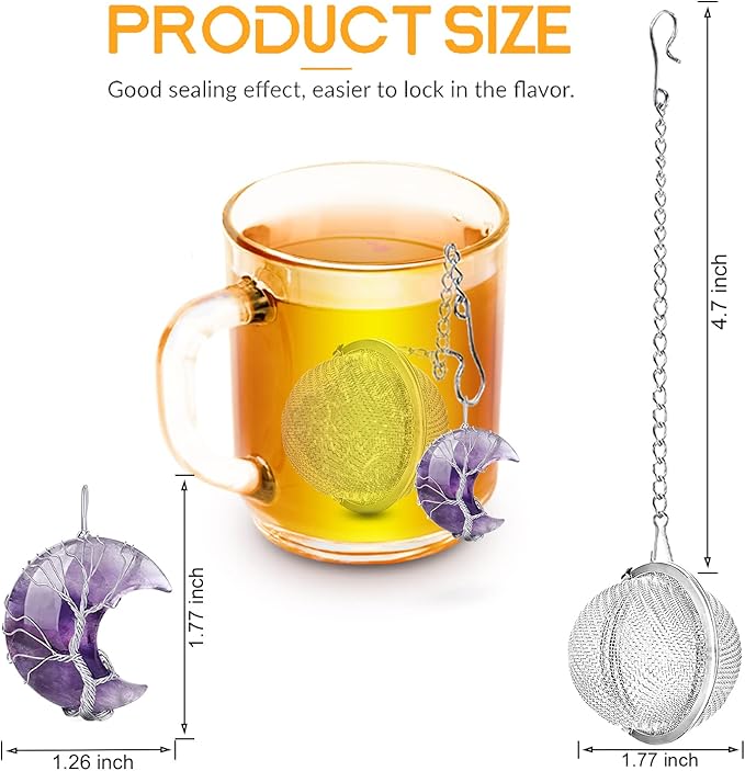 Tea Infuser Tea Strainer Tea Diffuser for Loose Tea Amethyst Tree of Life Wire Wrapped Crescent Moon Pendant Reiki Healing Crystal Stone Tea Ball Tea Filter Gifts for Women
