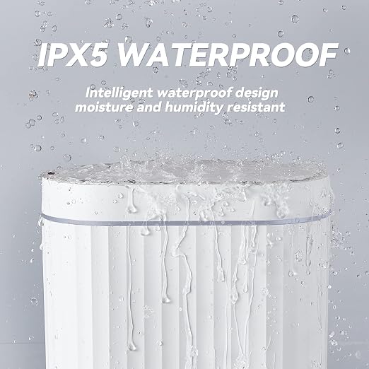 ELPHECO Bathroom Trash can Motion Sensor, Automatic Garbage can, Slim Plastic Smart Trash Bin with Lid, Commercial Intelligent Wastebaskets for Bedroom, Bathroom, Office, White Grey