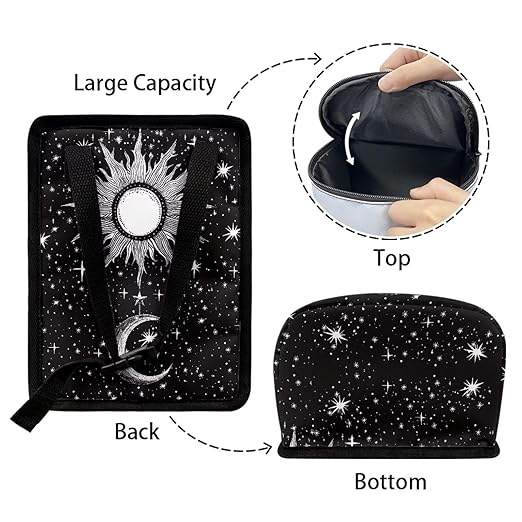 DISNIMO Sun and Moon Auto Car Trash Can - Collapsible, Leakproof Garbage Bin with Adjustable Strap - Car & Truck Accessories for Men and Women - Black
