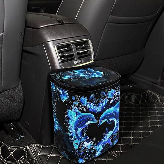 Blue Dolphin Car Trash Can Easy Installation Vehicle Trash Can for SUV Truck Van Leak Proof Vehicle Trash Can Hanging Car Interior Accessory Fit Most Cars, Trucks, SUVS, or Vans
