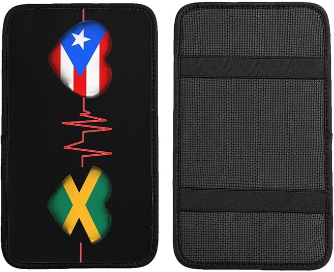 Auto Center Console Pad Puerto Rico Porto Rico Puerto Rican and Jamaica Flag Be of one Mind Car Armrest Cover Armrest Seat Handrail Box Cover Cushion Universal Decoration Protector Accessories