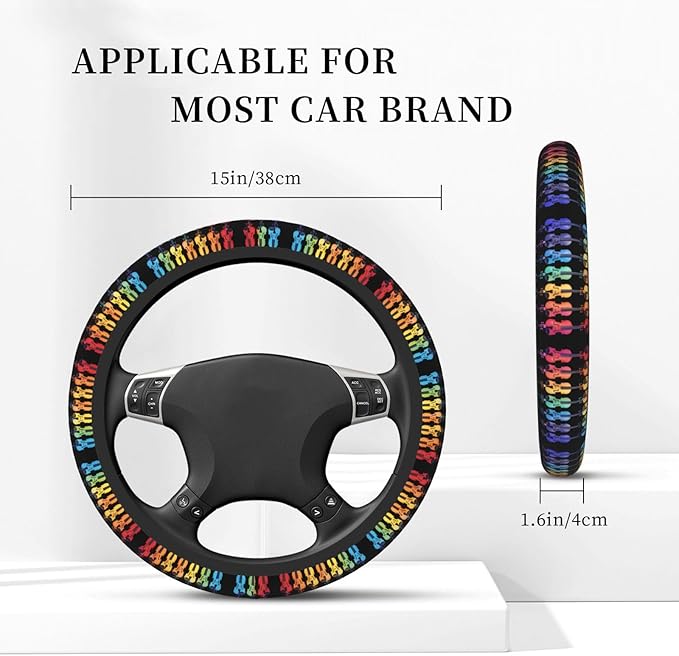 Neoprene Steering Wheel Cover Violin Pattern Car Steering Wheel Cover Universal Fit for Most Cars