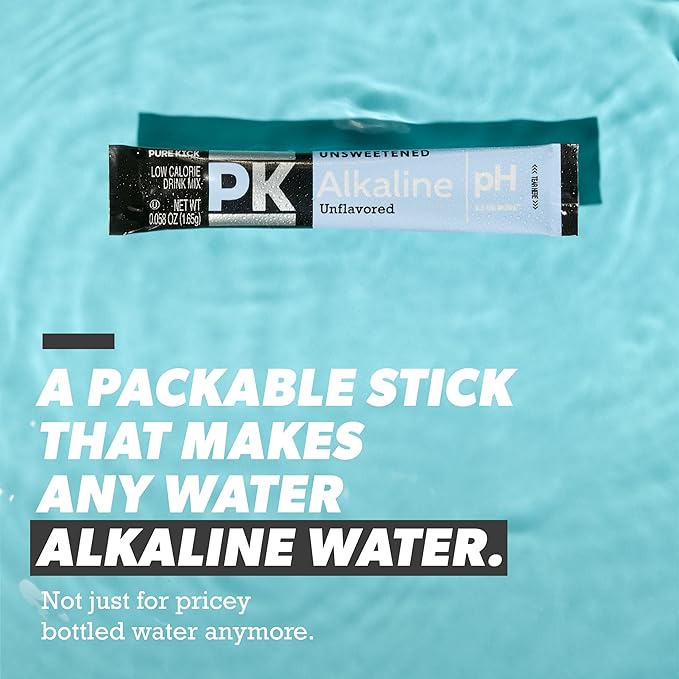 Pure Kick Alkaline pH 8.5 or Higher Powdered Drink Mix Packets, Unsweetened & Unflavored, 72 Total Packets (12 Boxes, 6 Packets Each), Singles to Go!