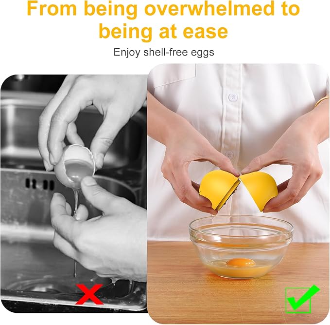 Egg Cracker, Silicone Egg Shell Opener, Cute Egg Shaped Design, Opens Eggs with Ease, A Little Happiness Boost for Your Kitchen (1, Yellow)