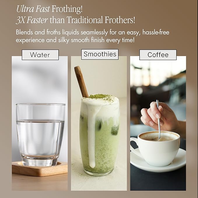 ENSANTE Ultra Fast Electric Milk Frother Wand, 13,000RPM Immersion Blender Rechargeable Frother for Protein Powder, Cold Foam, Travel Frother Handheld with Case, Matcha Whisk, Coffee Stirrers Electric