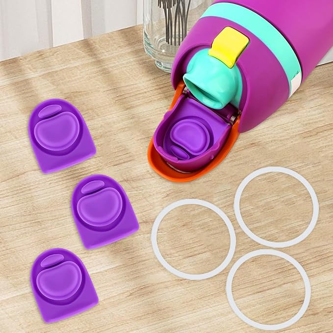 3 Sets Replacement Seal Gasket Stoppers for Owala Freesip Cap Mouth,Silicone O Sealing Ring Parts Water Bottle Top Lid Accessories for Owala Freesip 16/19/24/32/40oz（Puple）