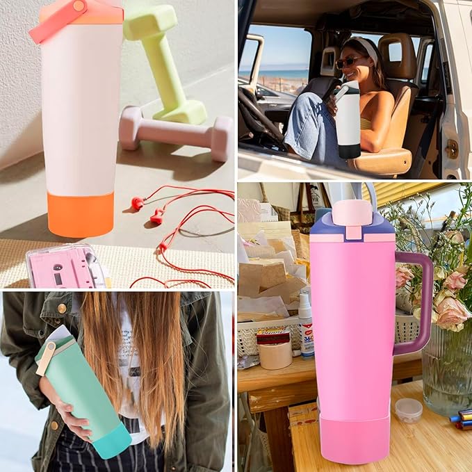 Mity rain 2PCS Protective Silicone Boots for Owala 30oz & 40oz FreeSip Sway Bottles & Tumblers - Accessories for owala, Enhances Stability & Prevents Scratches (Golden Yellow & Pastel Pink)