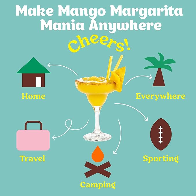 Craftmix Mango Margarita Cocktail & Mocktail Drink Mixer, Skinny Mixes - Water Flavoring Packets - Made With Real Fruit - Vegan, Low-Carb, Low-Sugar, Non-GMO, Dairy Free, Gluten Free, 12 Pack