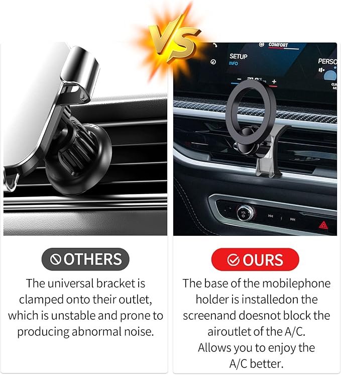 Car Phone Holder for 2025-2026 BMW X3X3M/2024-2025 X5X5M/X6/X6M/2023-2026 X7/X7M Accessories, 360° Rotation Phone Mount Compatible with MagSafe, Cell Phone Holder Does Not Affect Air Vent