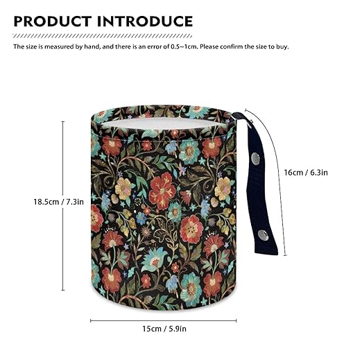 Car Rubbish Bin Portable Waste Basket Can Foldable Auto Waste Storasge Bag Holder with Adjustable Strap for Camping, Travelling, Picnic, Plum Blossom