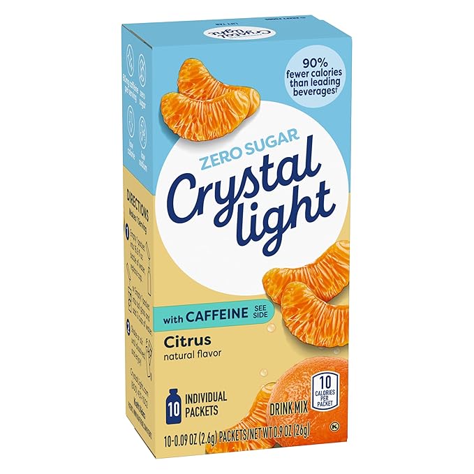 Crystal Light On The Go Energy Citrus, 10 Count (Pack of 12) - Packaging May Vary