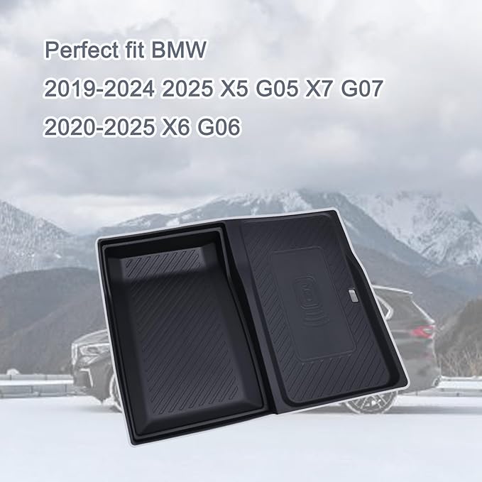 JKCOVER Center Console Wireless Charging Protective Non-Slip Mat Compatible with BMW X5 G05 X7 G07 (2019-2026) and BMW X6 G06 (2020-2026) Accessories Console Inserts Phone Charger Protective Pad