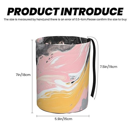 Yellow Pink Grey Marbles Car Trash Can Garbage Cans Foldable,Cute Hanging Car Organizer and Storage Bag Leak Proof, Auto Back Seat Trash Bin Universal for Truck, SUV, Outdoor Travel