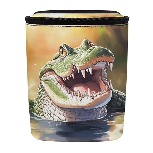 DISNIMO Crocodile Hanging Car Trash Can Black Car Garbage Storage Bag with Lid Auto Rubbish Bin Leak-Proof Cars Trash Can Portable Organizer for Men Women Keeps Clean