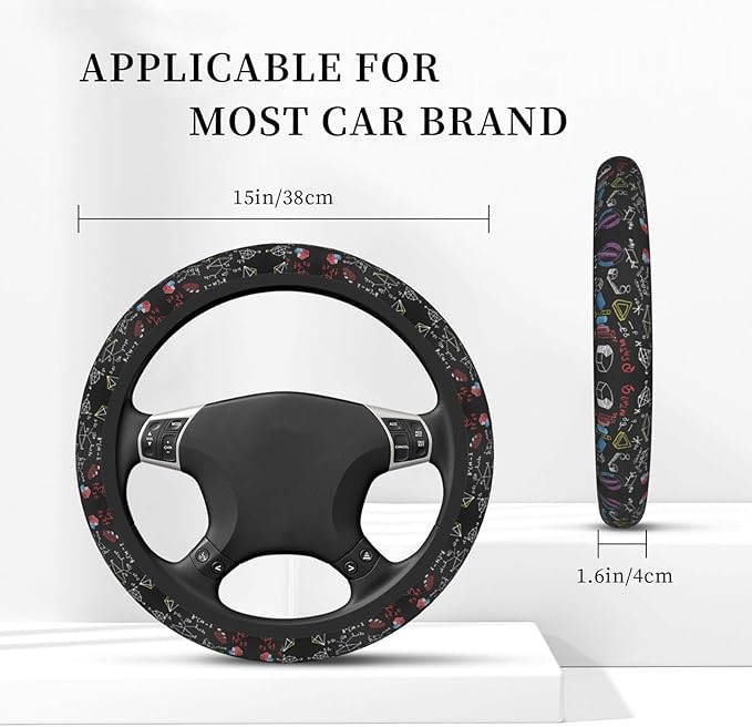 Neoprene Steering Wheel Cover Mathematics Board Math Formulas Car Steering Wheel Cover Universal Fit for Most Cars