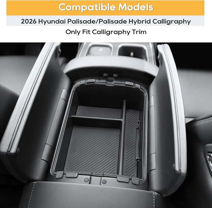 LFOTPP 2026 Palisade Center Console Organizer - 2PCS Upper + Lower 2026 Palisade/Palisade Hybrid Armrest Storage Box Tray - 2026 Hyundai Palisade Hybrid Accessories - Only Fit Calligraphy Trim