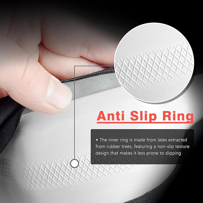 ZHOL Carbon Fiber Leather Car Steering Wheel Cover, Non-Slip, Safe, Breathable, Durable, Full Coverage, Sporty Style (Black and Red)
