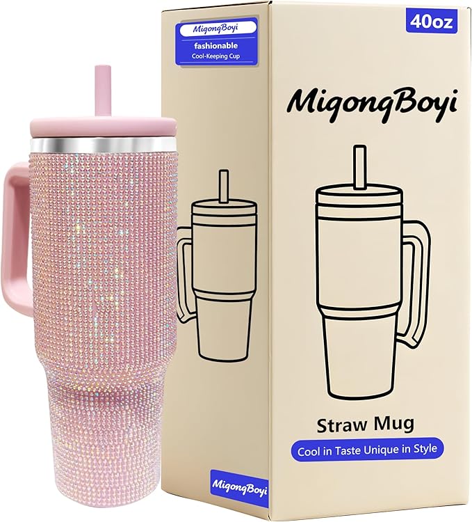 40-OZ Insulated Water Bottle,Insulated Stainless Steel Tumbler,Reusable Cold Drink Thermos,BPA-Free, Double-Wall Stainless Steel Water Bottle (Lilac Purple-Diamond, 40, Fluid Ounces)