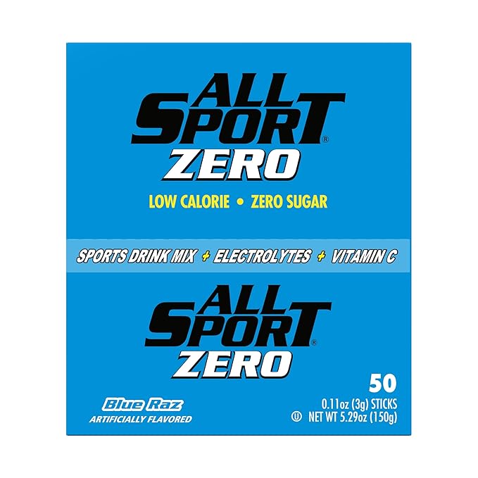All Sport Powder Hydration Sticks, Zero Calorie, Performance Electrolyte Drink Mix, Sugar Free, BLURAZ, 50 Ct box