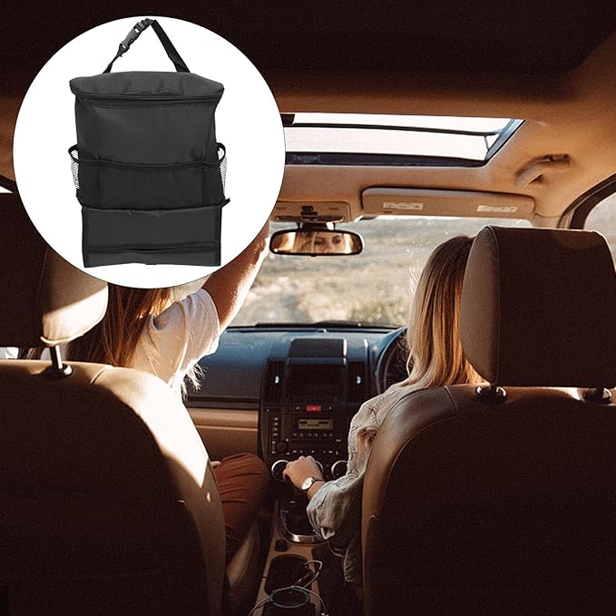 Car Seat Back Cooler Bag Insulated Ice Backpack Hanging Organizer for Backseat Storage Travel and Outdoor Use Black
