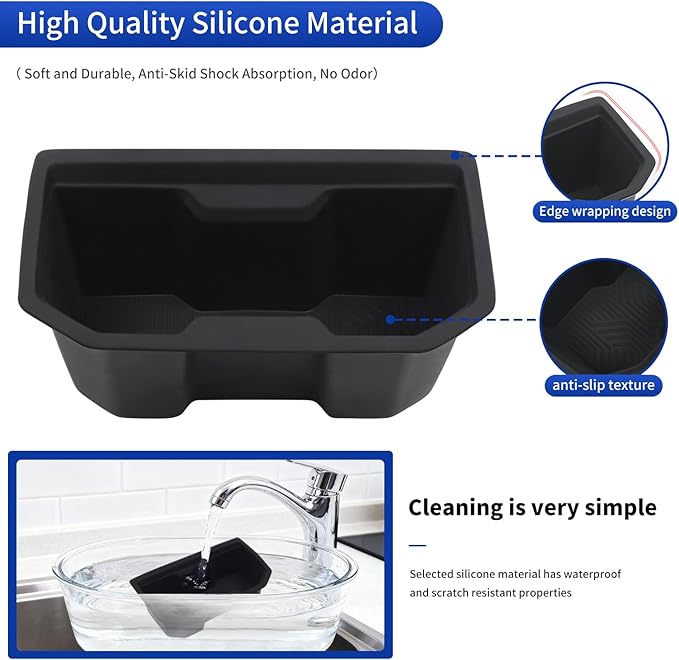 Silicone Coaster Suitable for 2024 2025 2026 Toyota Tacoma Rear Storage Silicone Cover Interior Upgrade and Modification Accessories (Rear Silicone Coaster)