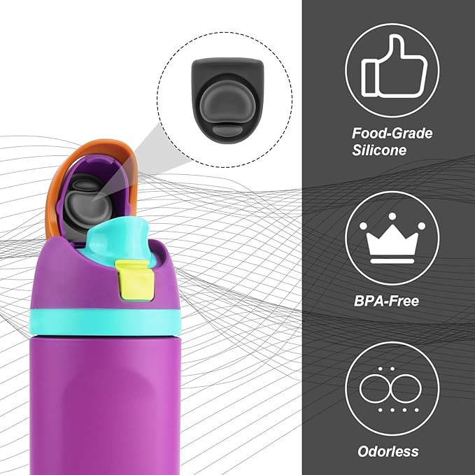 2pcs Water Bottle Top Lid Compatible with Owala FreeSip 24oz 32oz, Sealing Parts Replacement Stopper Silicone Plug Accessories for Owala Free Sip 19/24/32/40oz Seal Gasket Bottle Cap Mouth (Black)
