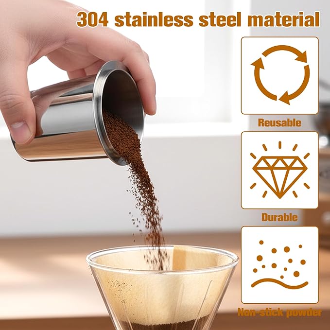 Coffee Dosing Cup 51mm Stainless Steel Coffee Bean Dosing Cup Coffees Grinder Powder Cups Feeder Part Coffees Machine Accessories