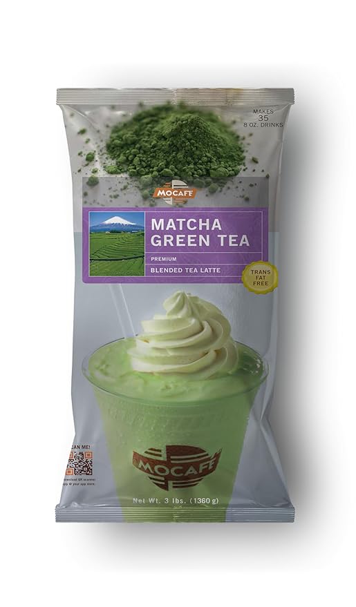 MOCAFE Matcha Latte Mix Powder, Japanese green tea, café style premium instant iced, blended frappe, and hot drinks, 3lb Bulk Bag