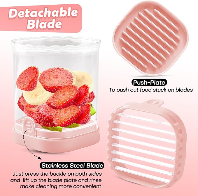 Creative Strawberry & Fruit Slicer - Detachable Cutter with Push Plate (Black + Pink)