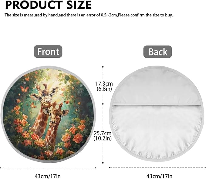 Steering Wheel Sun Shade Cover 17"x17" Car Steering Wheel Cover Vehicle Steering Wheel Protector Decorative Accessories for SUV Truck Car Van, Giraffe Peach Blossom Butterfly