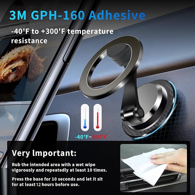 Magnetic Car Phone Holder for Magsafe [2800gf Strong Magnetic], 360° Adjustable Magnetic Phone Holder for Car Dashboard, Phone Car Mount for iPhone17 Pro/Air/Max 16 15 14 13 12 (Black)